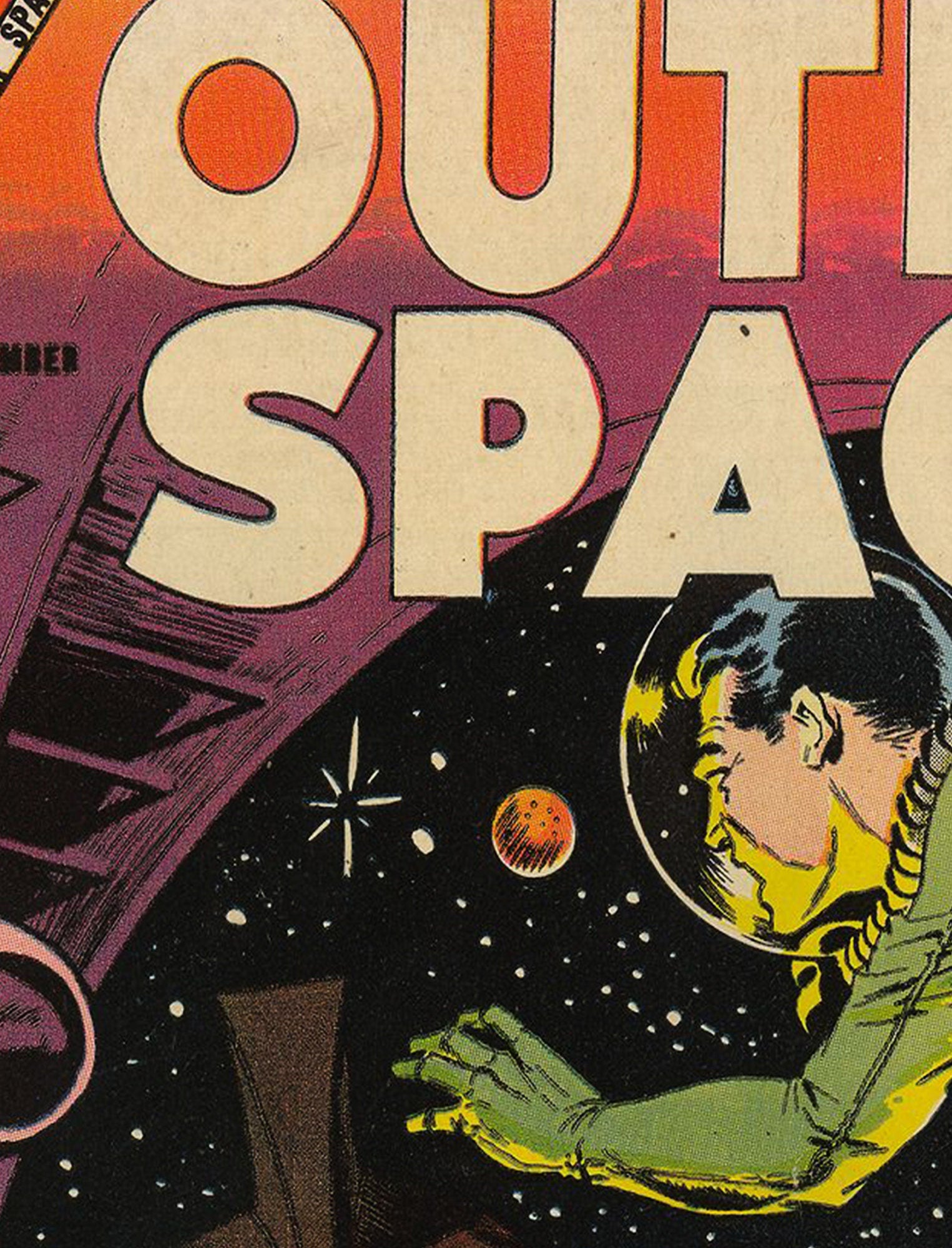 Outer Space Comic Book Cover Issue Poster Vintage Comic Book Art - Comic Book Cover Art Print, No Frame