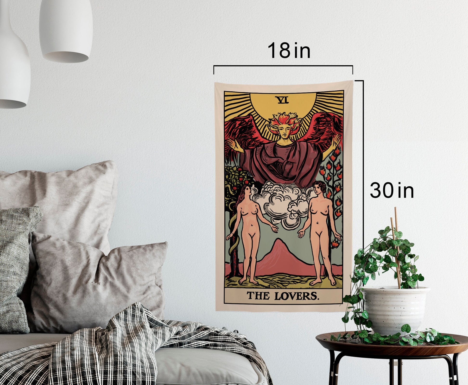 The Lovers Tarot Card Tapestry – Rider Waite Deck Art