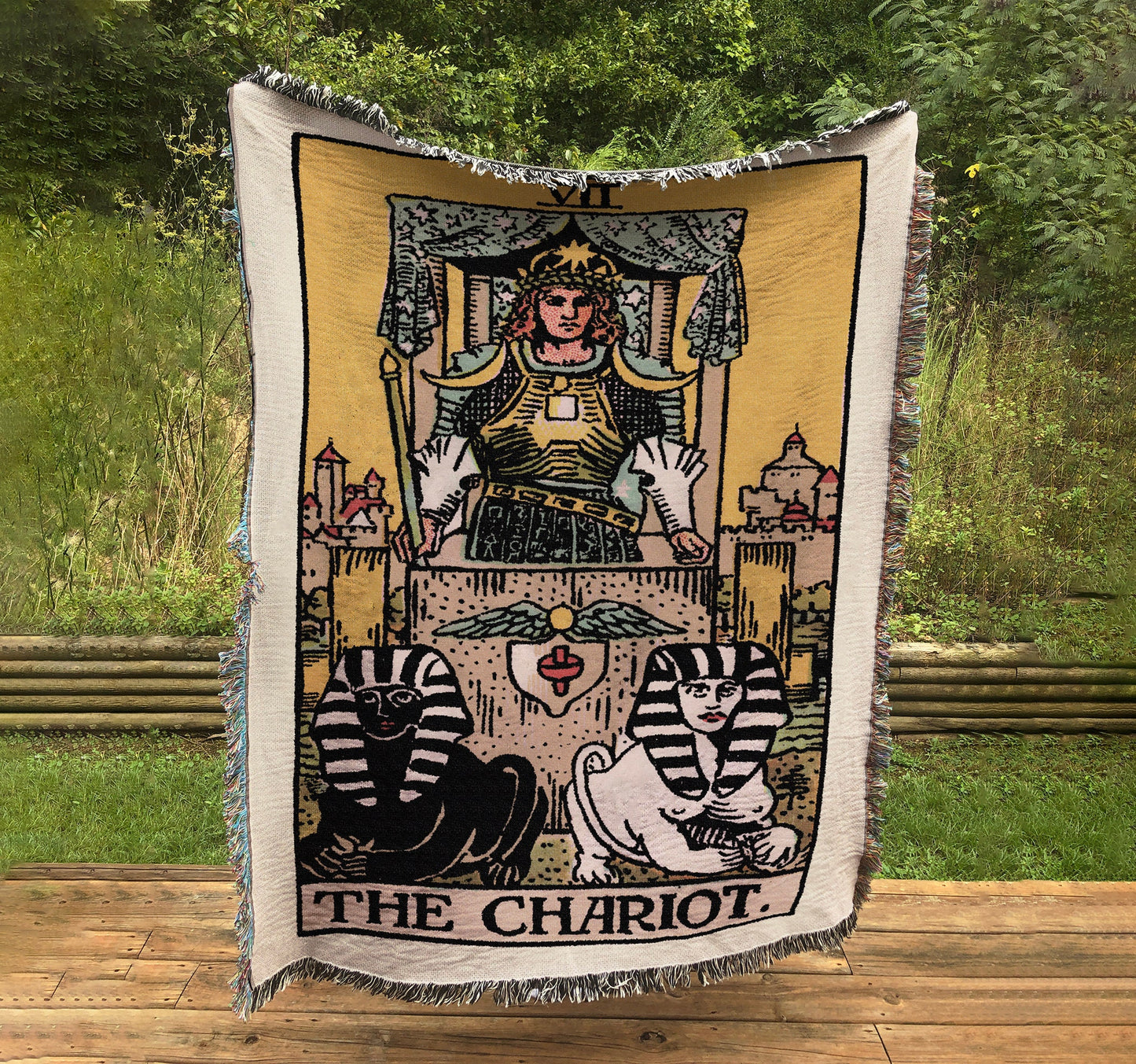 Woven Blanket - The Chariot Tarot Card - Rider Waite Deck - Cotton