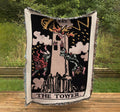 Woven Blanket - The Tower Tarot Card - Rider Waite Deck - Cotton