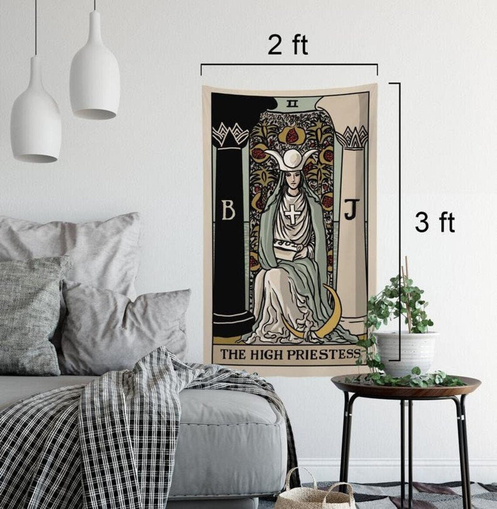 High Priestess Tarot Card Tapestry – Full Color Print