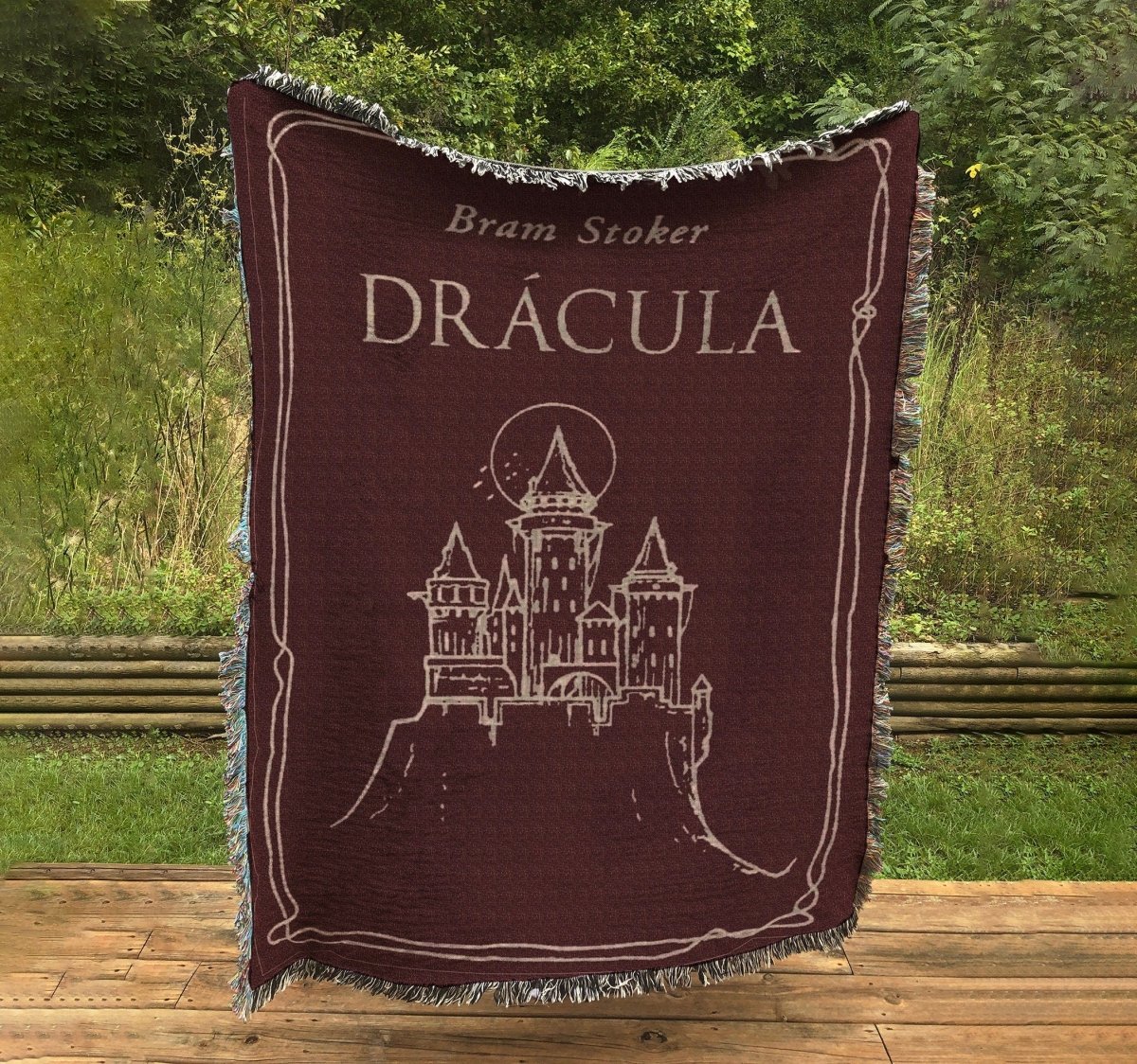 Dracula Original Book Cover Bram Stoker Woven Throw Blanket