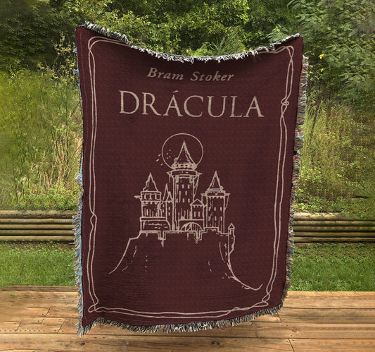 Dracula Original Book Cover Bram Stoker Woven Throw Blanket