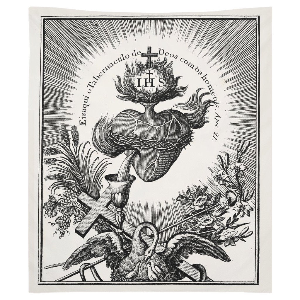 Ihs Sacred Heart Tapestry (Printed)