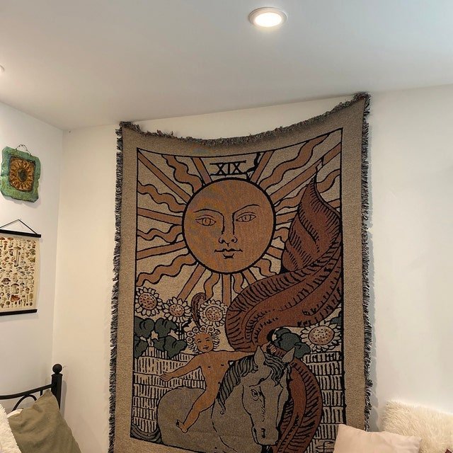 The Sun Tarot Card Woven Blanket - Rider Waite Cotton Throw