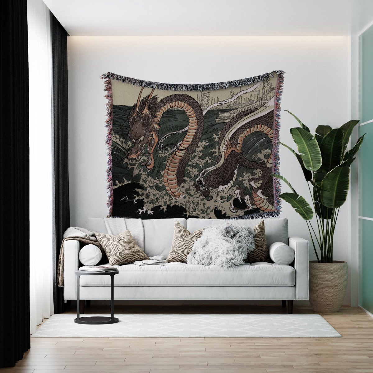 Woven Cotton Blanket - Japanese Dragon