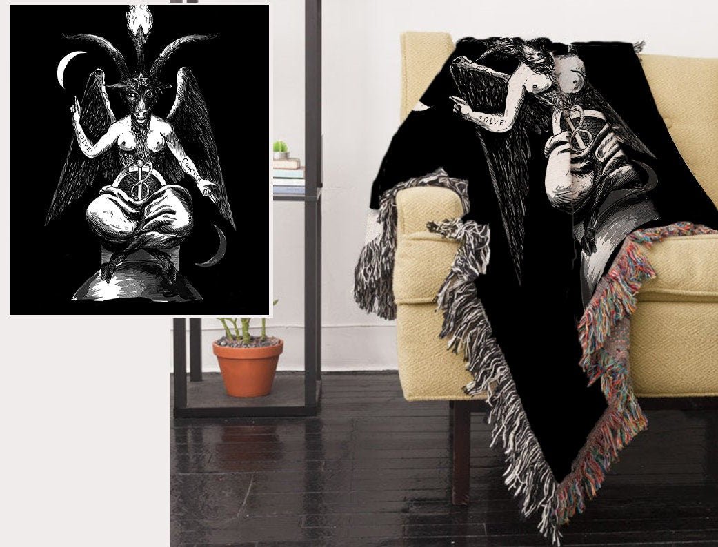 Baphomet Woven Throw Blanket – Satanic Eliphas Levi Tapestry