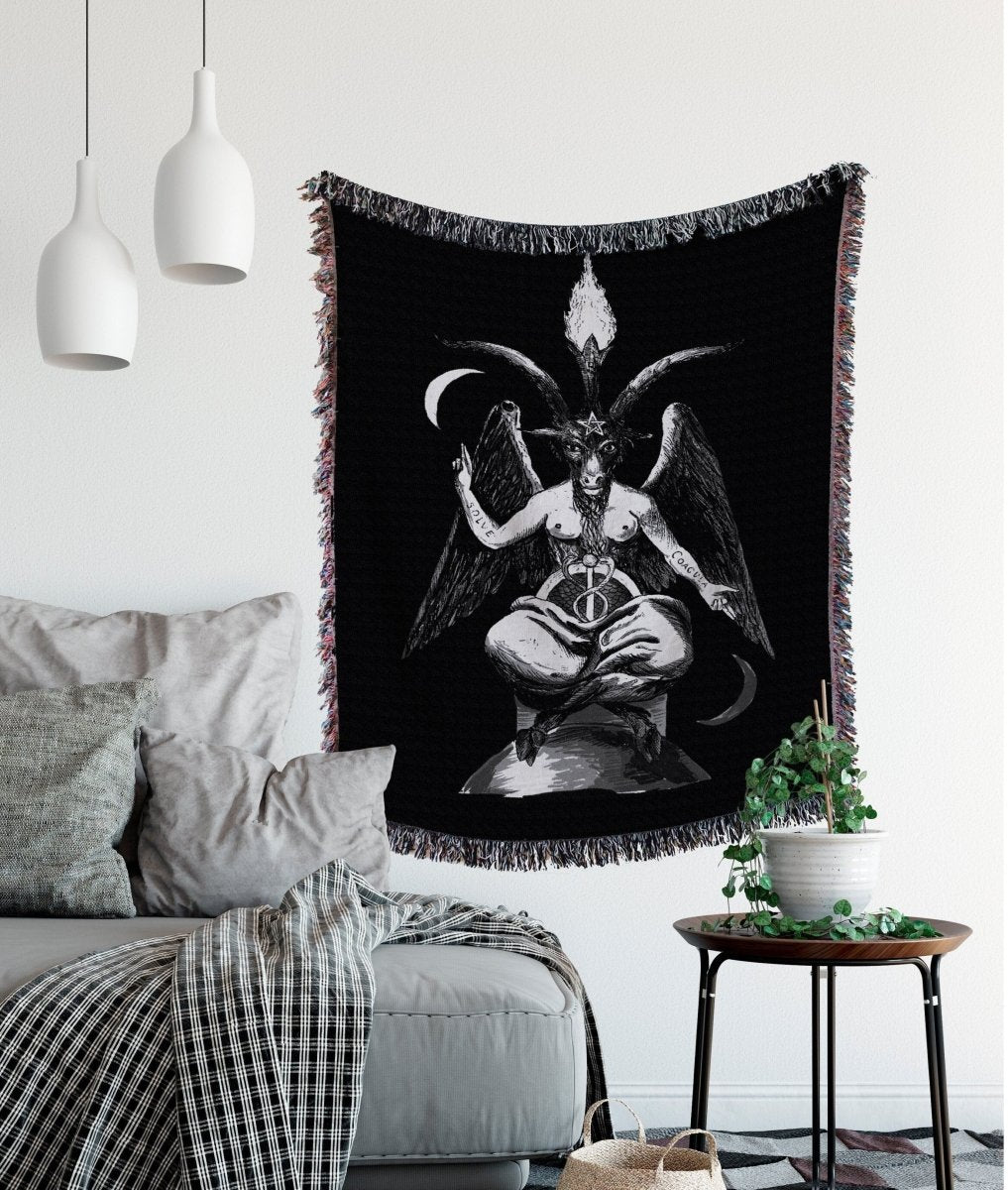 Baphomet Woven Throw Blanket – Satanic Eliphas Levi Tapestry