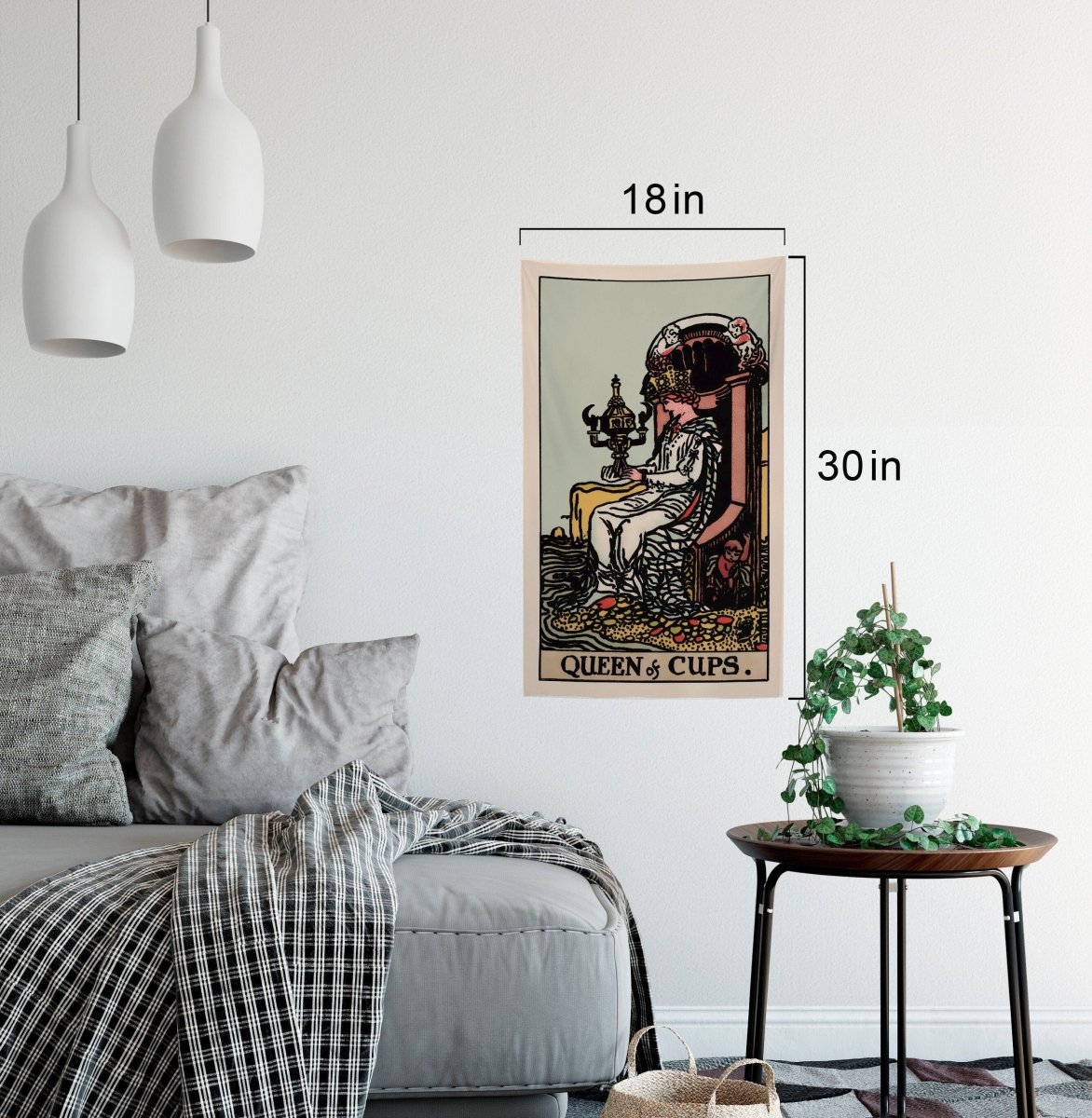 Queen of Cups Tarot Card Tapestry - Rider Waite Deck Art