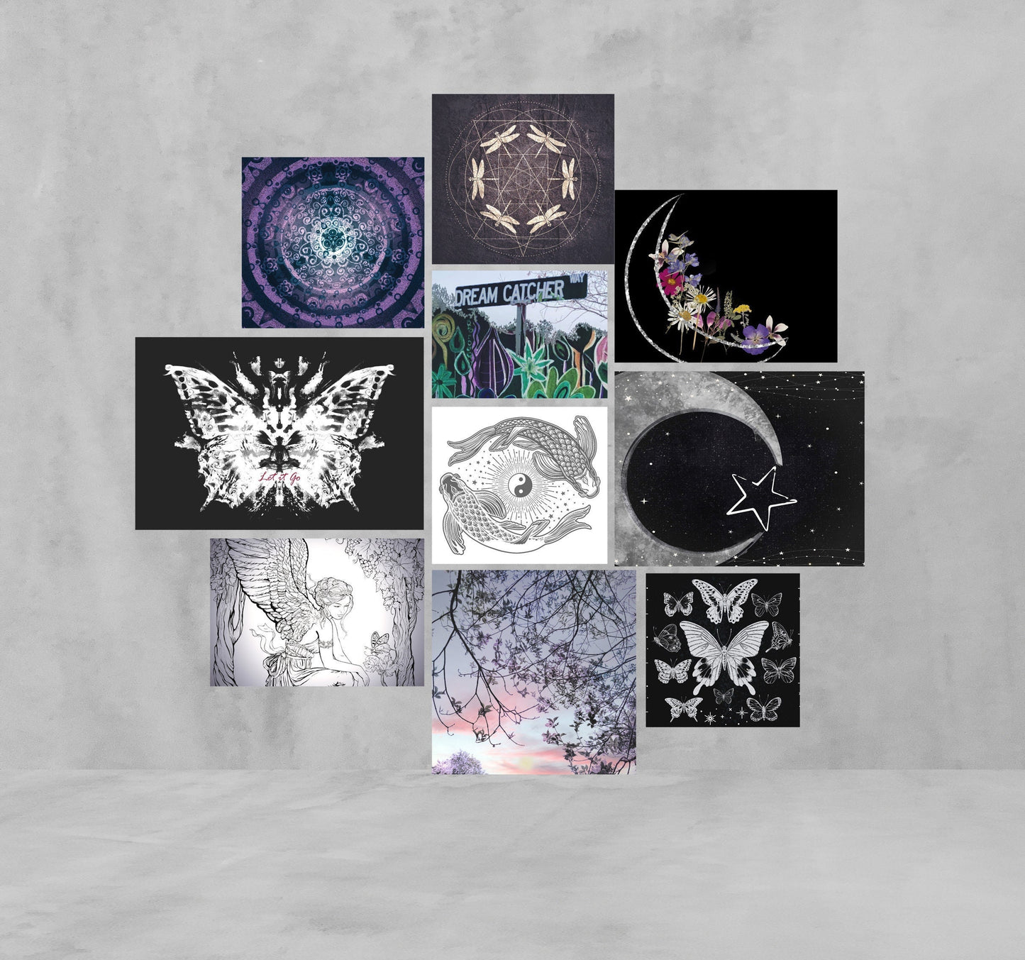 Gothic Aesthetic Collage Prints - Dorm Room Prints - Collage of different sizes - aesthetic room decor Black and Purple by DesignBohemian