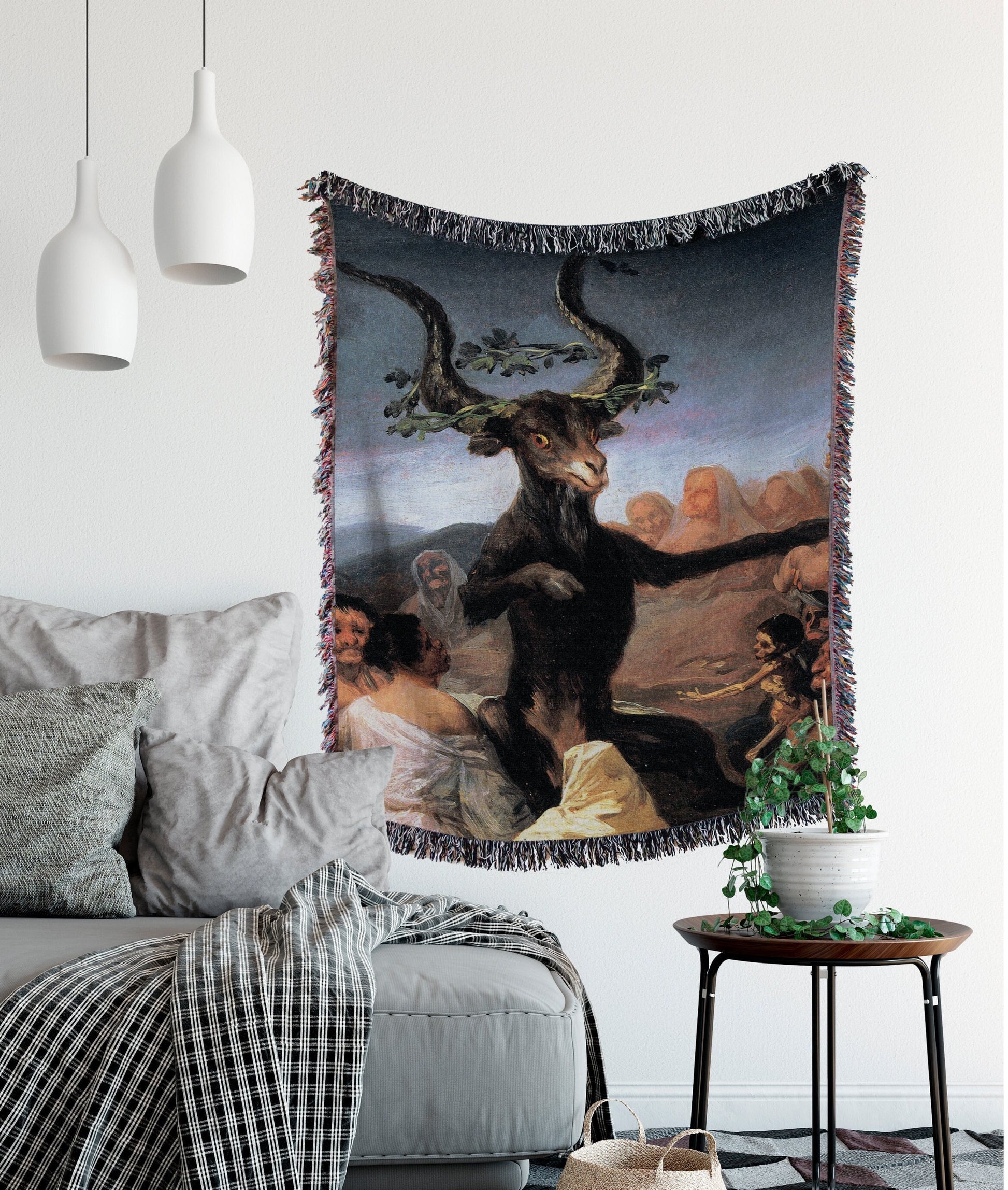 Black Phillip Woven Throw Blanket – Wiccan Witchy Tapestry