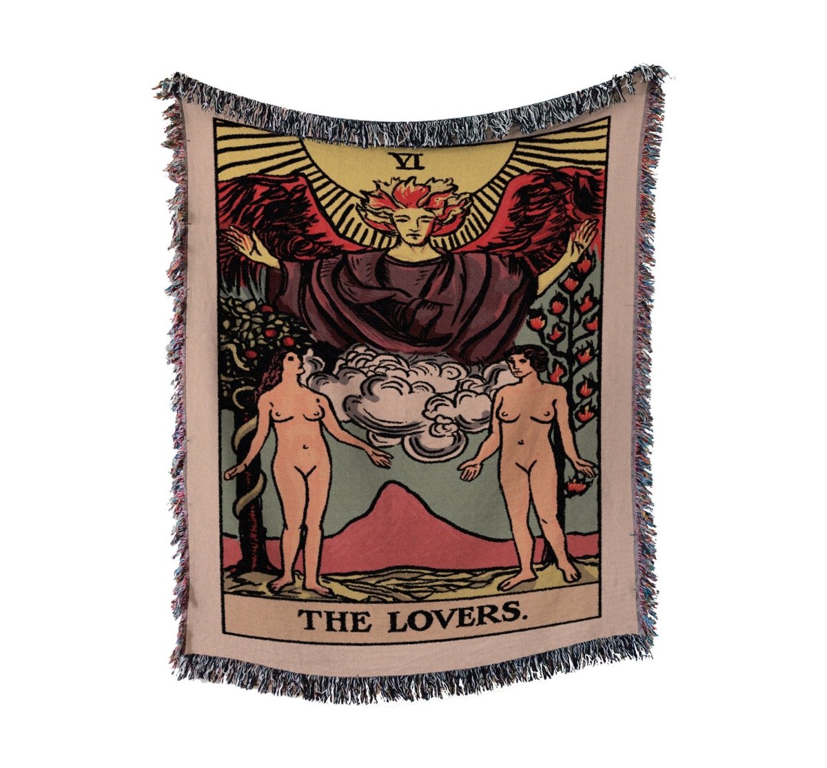 The Lovers Tarot Card Woven Blanket - Rider Waite Tapestry