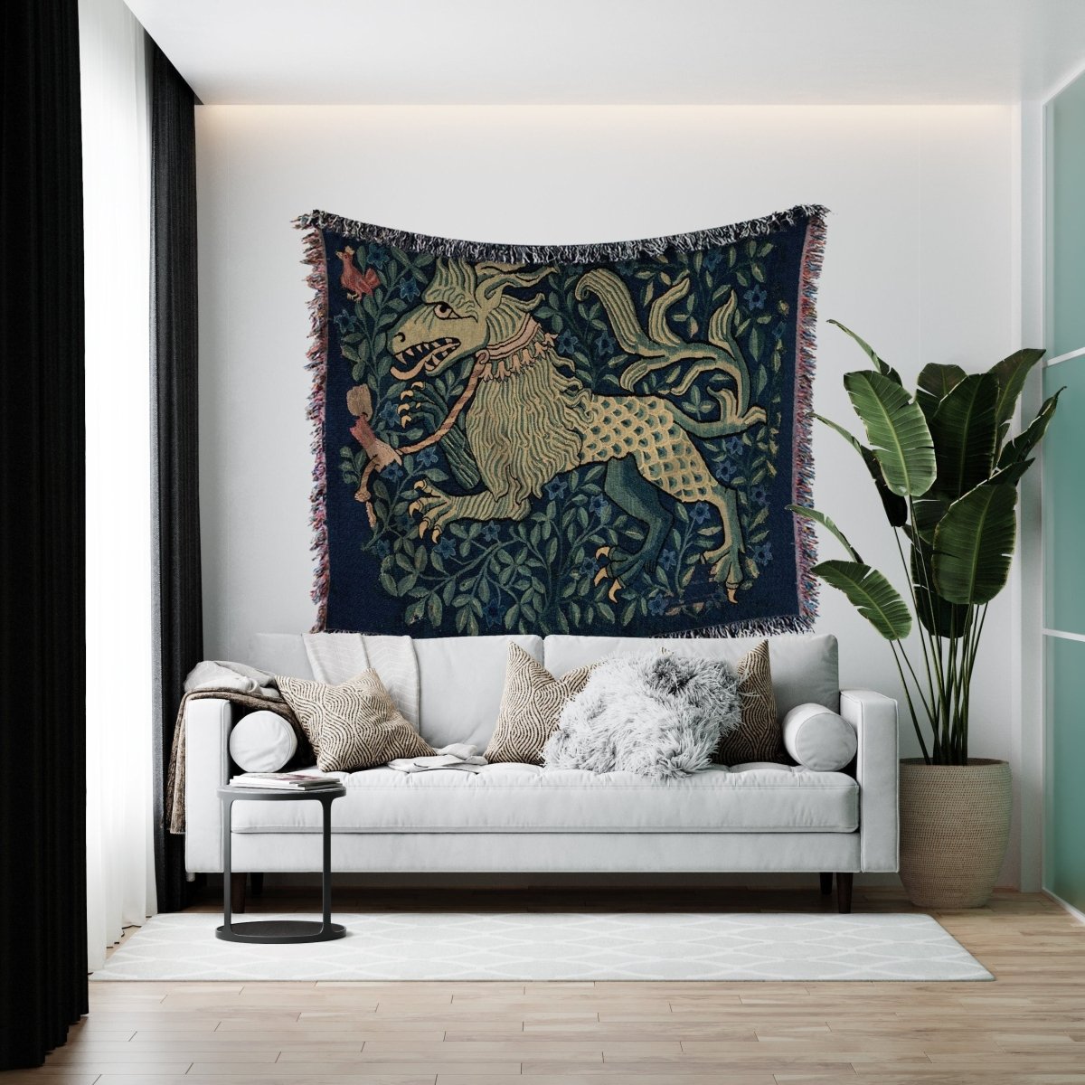 Fantastical Beast Woven Cotton Blanket - Medieval Art