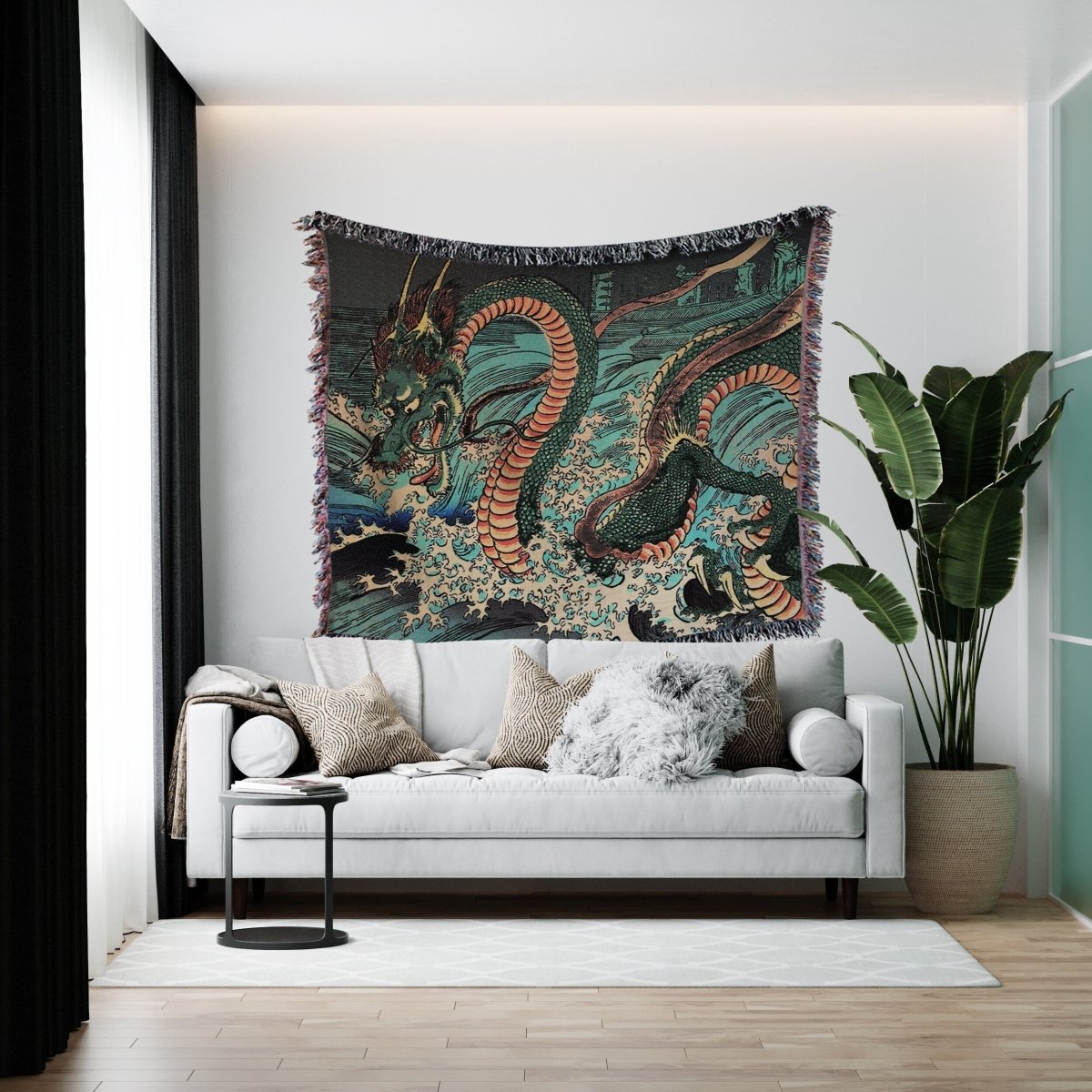 Woven Cotton Blanket - Japanese Dragon