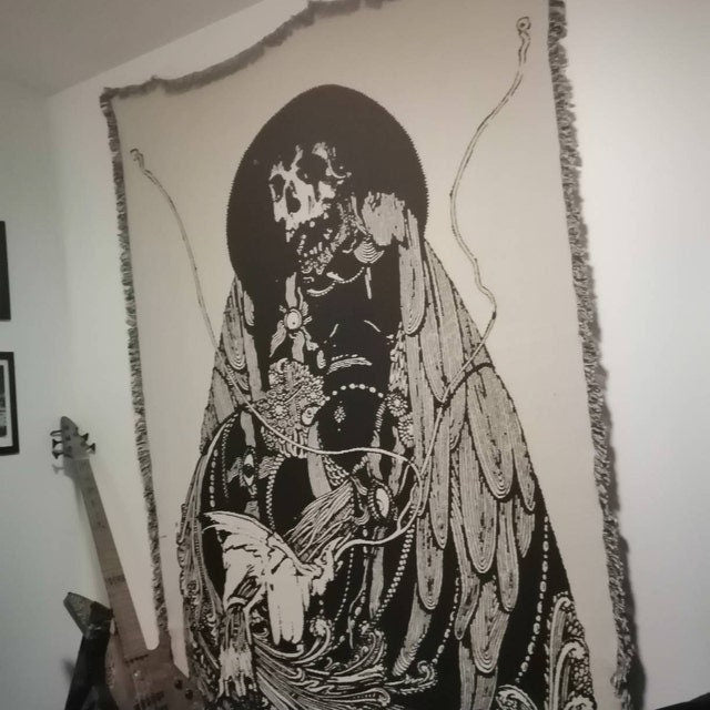Edgar Allen Poe "Death" Harry Clark Artwork Woven Throw Blanket - Witchy Blanket