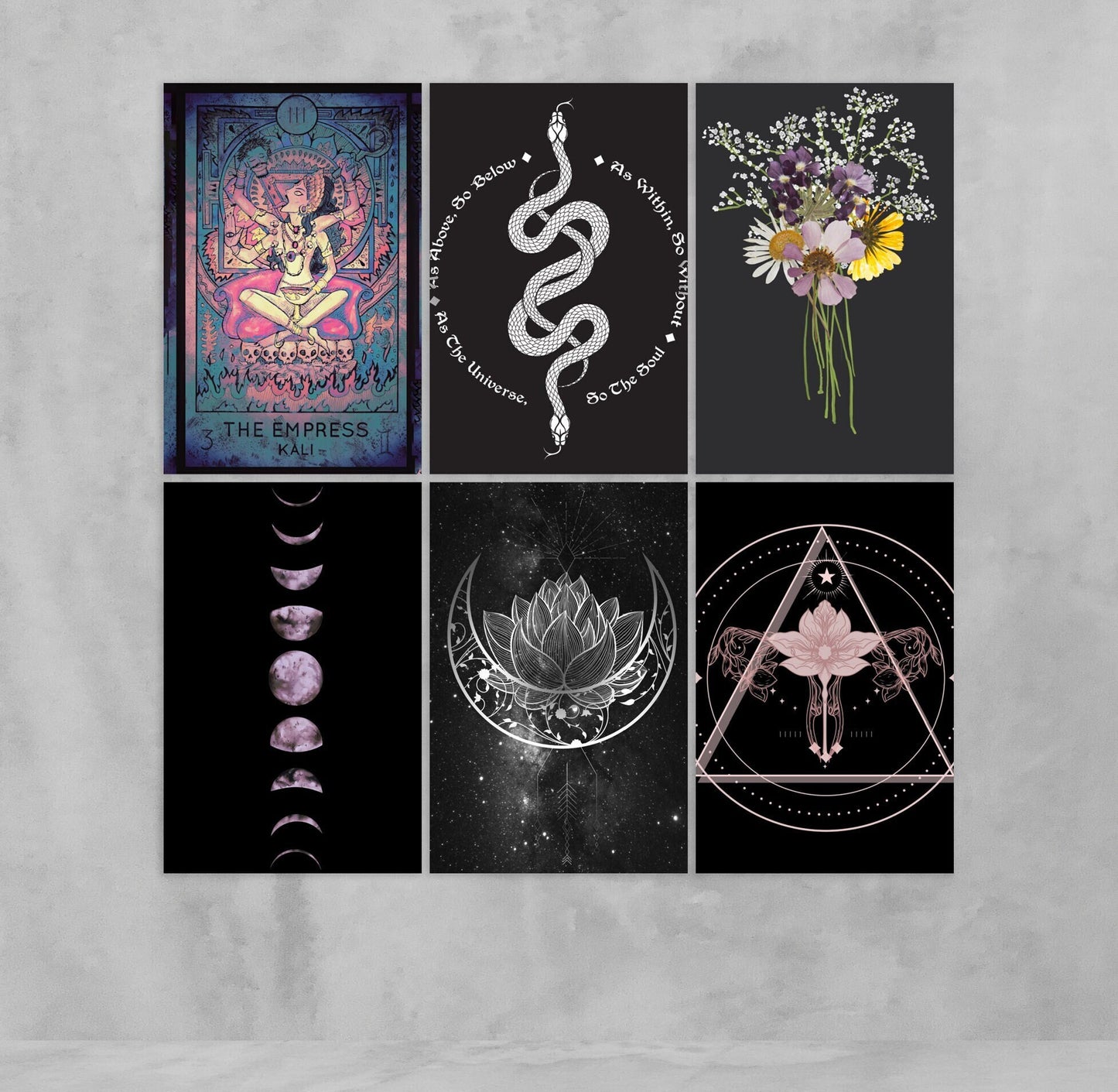 Set of Gothic Aesthetic Collage Prints - Dorm Room Prints - Collage of Pink and Black - aesthetic room decor by DesignBohemian