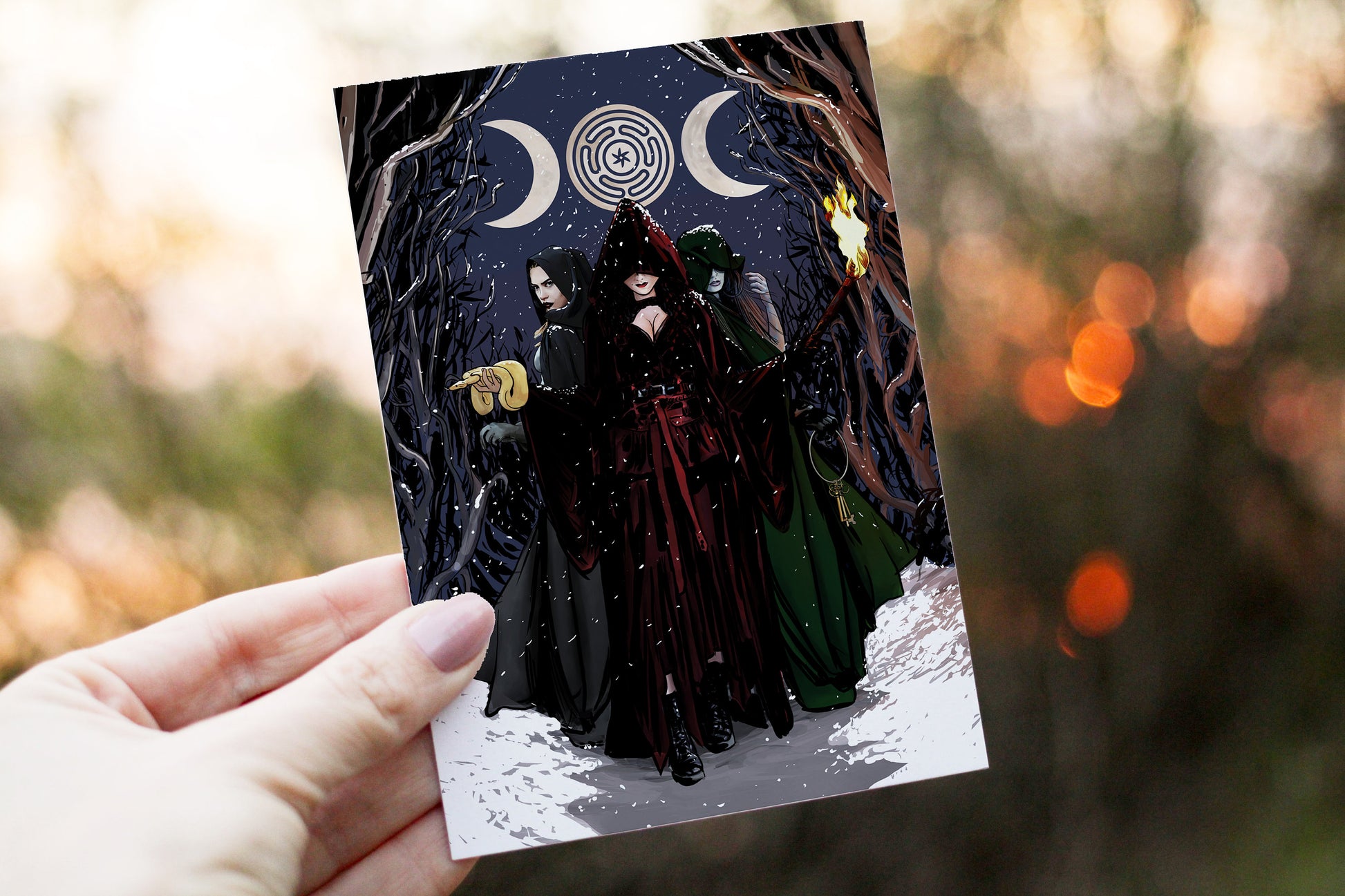 Hecate Holiday Card Set: Moon Goddess Pagan Christmas Cards by DesignBohemian