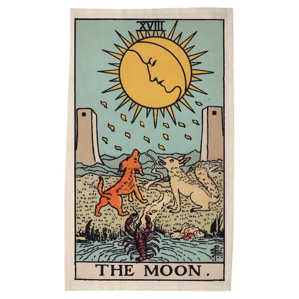 The Moon Tarot Card Tapestry - Rider Waite Deck Art