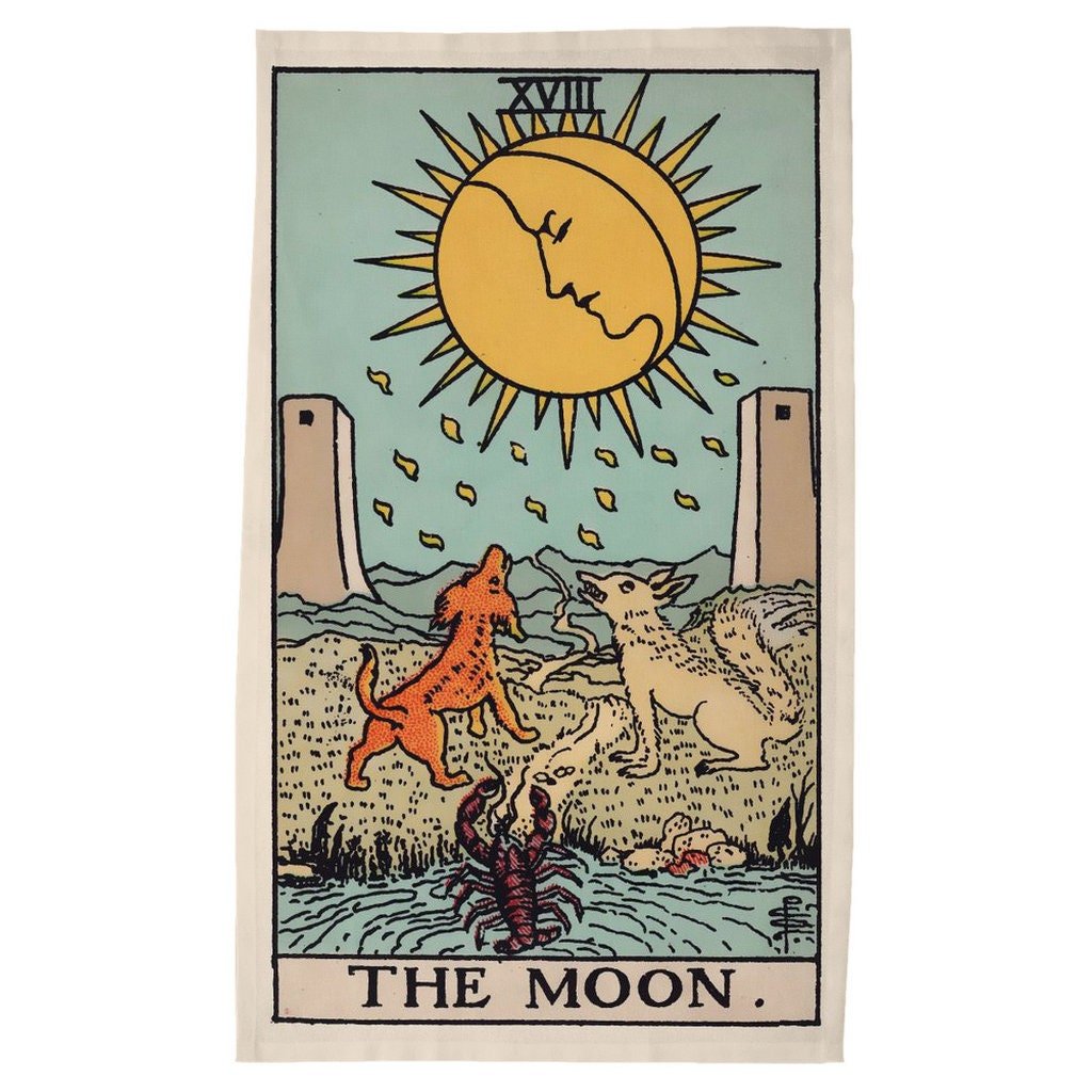 The Moon Tarot Card Tapestry - Rider Waite Deck Art