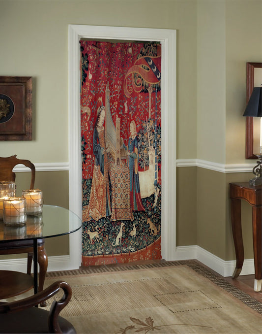 Lady with Unicorn Curtain - Door Curtains - Goddess Curtains Nouveau Design Bohemian Art by DesignBohemian
