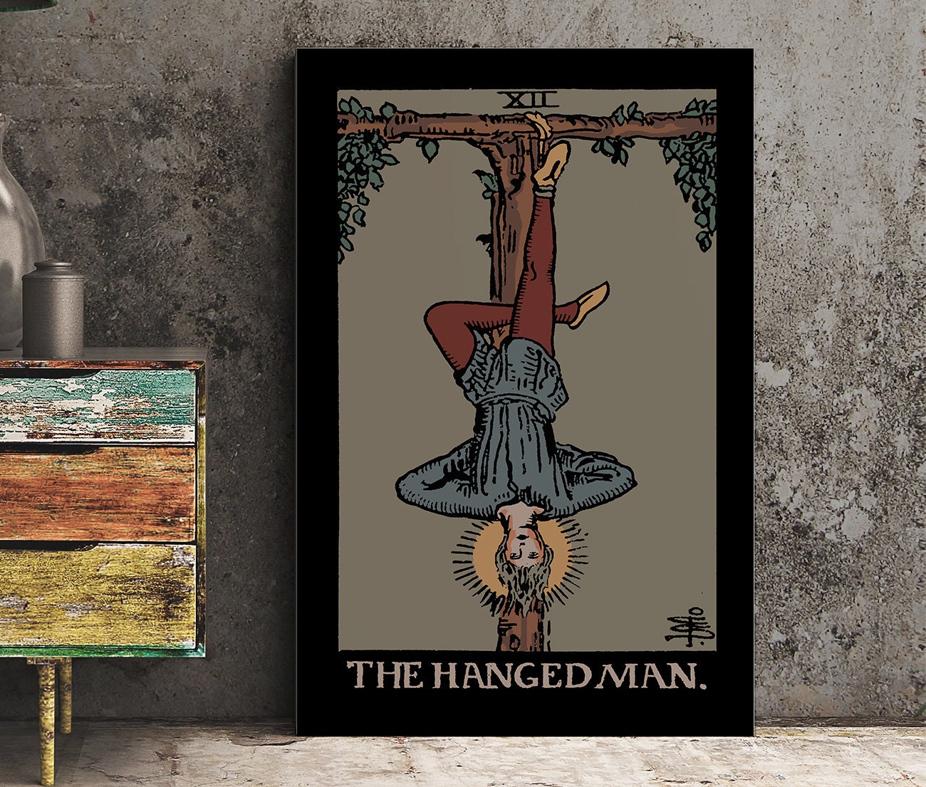 The Hanged Man- Tarot Card Print - The Hanged Man Card Darker Colorway Poster, No Frame