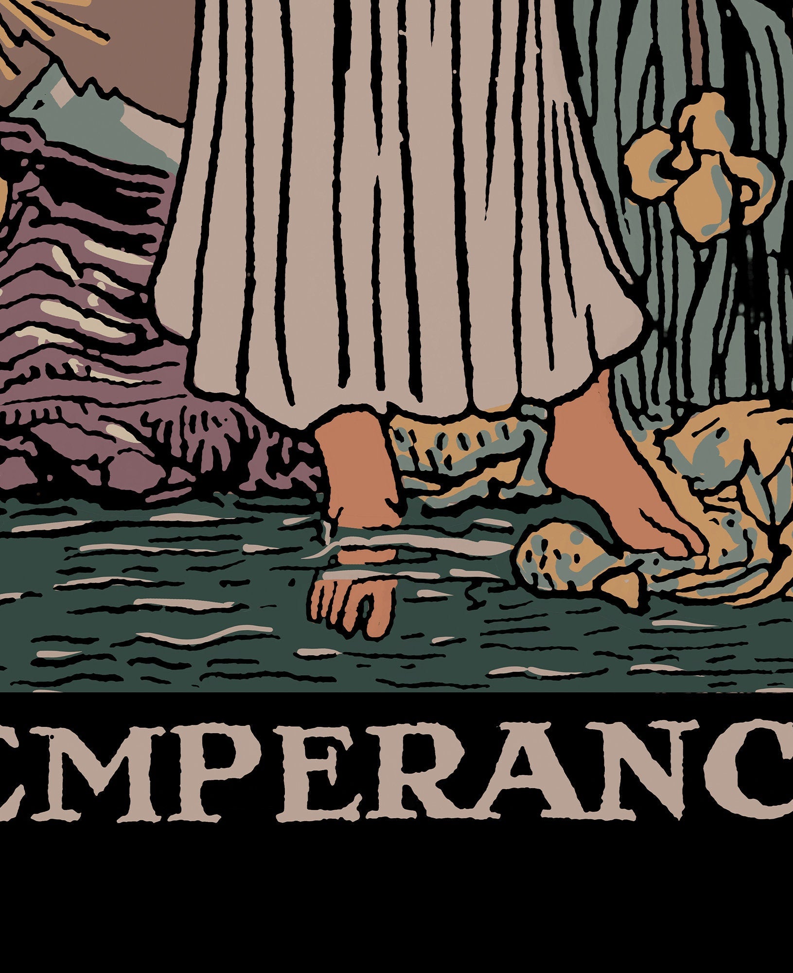 Temperance - Tarot Card Print - The Temperance Card Darker Colorway Poster, Closeup