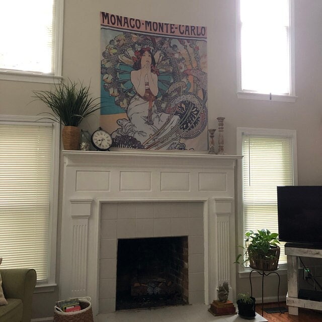 Art Nouveau - Green Tapestry Bohemian Wall Hanging Large Artwork Hippie Lady Mucha by DesignBohemian