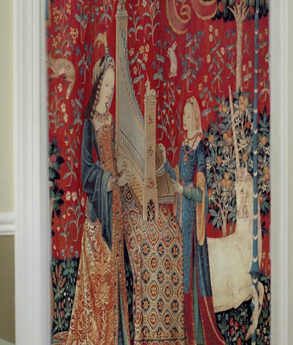 Lady with Unicorn Curtain - Door Curtains - Goddess Curtains Nouveau Design Bohemian Art by DesignBohemian