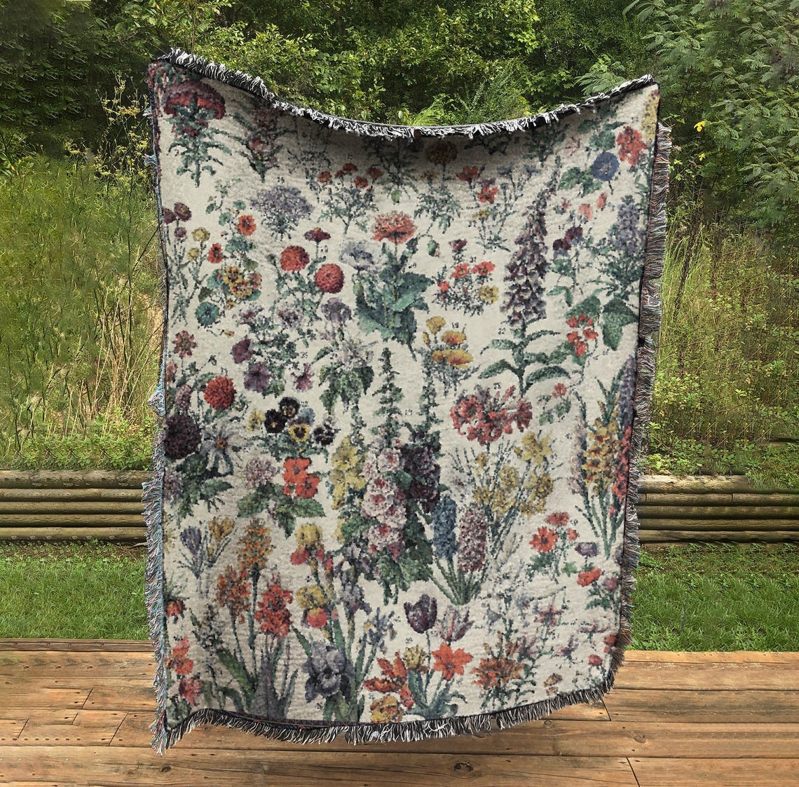 Adolphe Millot Floral Tapestry Blanket: Vintage Bohemian Woven Throw by DesignBohemian