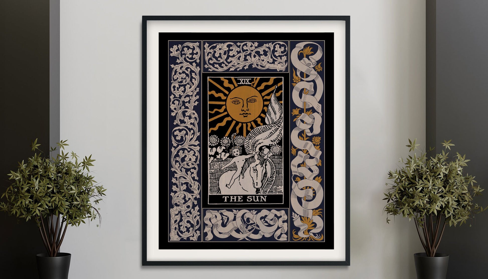 Vintage Sun Tarot Print - Sun Tarot Poster - Art Deco Tarot - Nouveau Tarot Sun Card