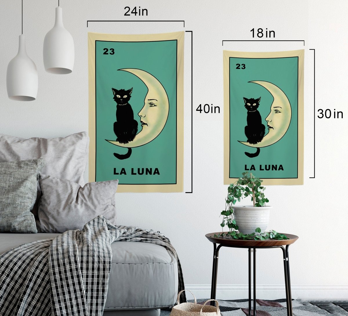 La Luna Cat Card Moon Tapestry