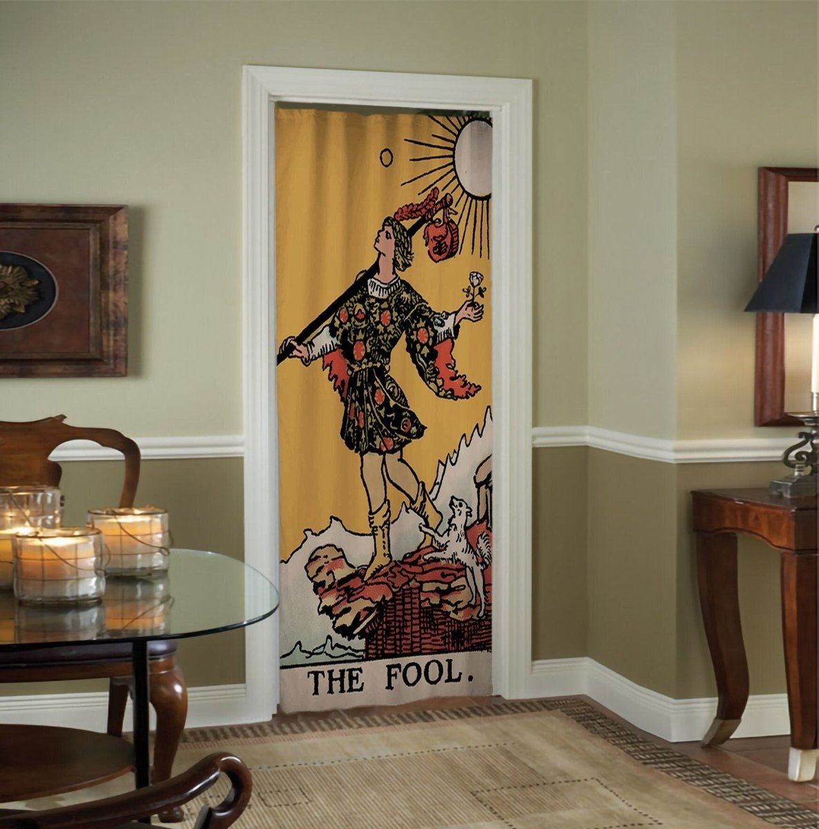 The Fool Tarot Card Door Curtain – Rider Waite Smith Deck, 50 x 84 Inches
