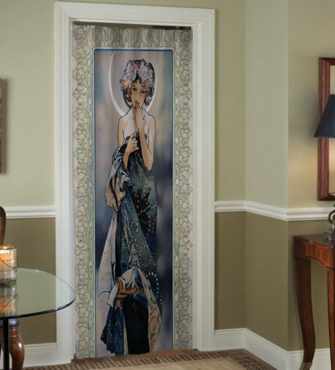 Mucha Curtain - Gypsy Curtain Door Panel Moon Goddess Curtains Nouveau Design Bohemian Art by DesignBohemian