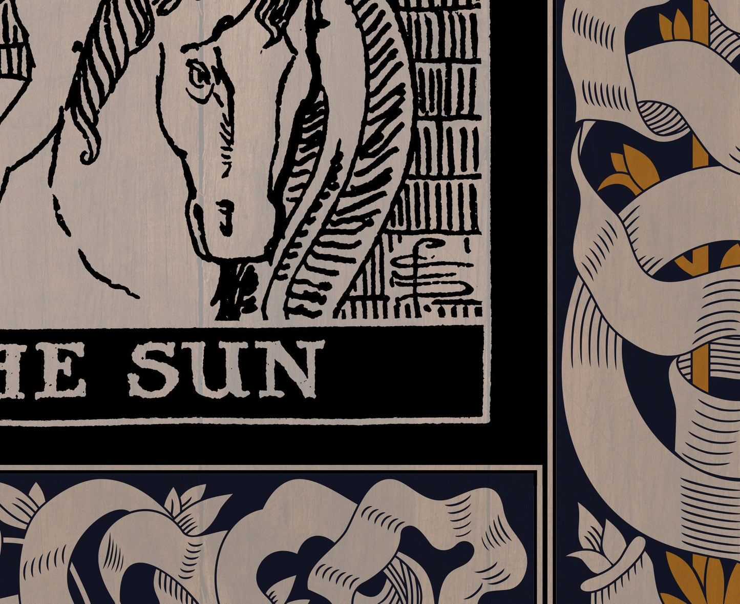 Vintage Sun Tarot Print - Sun Tarot Poster - Art Deco Tarot - Nouveau Tarot Sun Card
