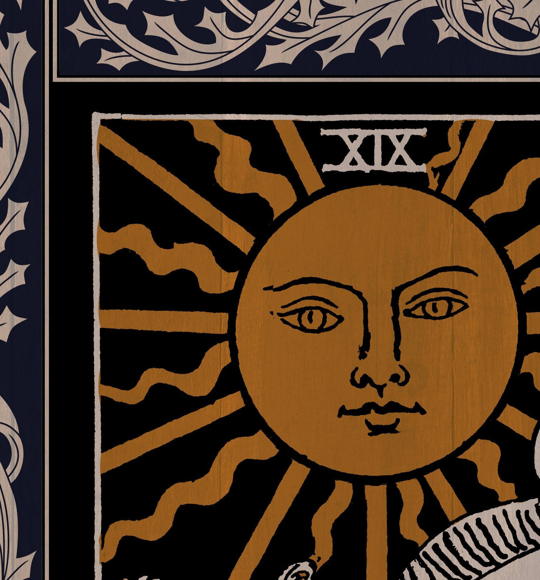 Vintage Sun Tarot Print - Sun Tarot Poster - Art Deco Tarot - Nouveau Tarot Sun Card