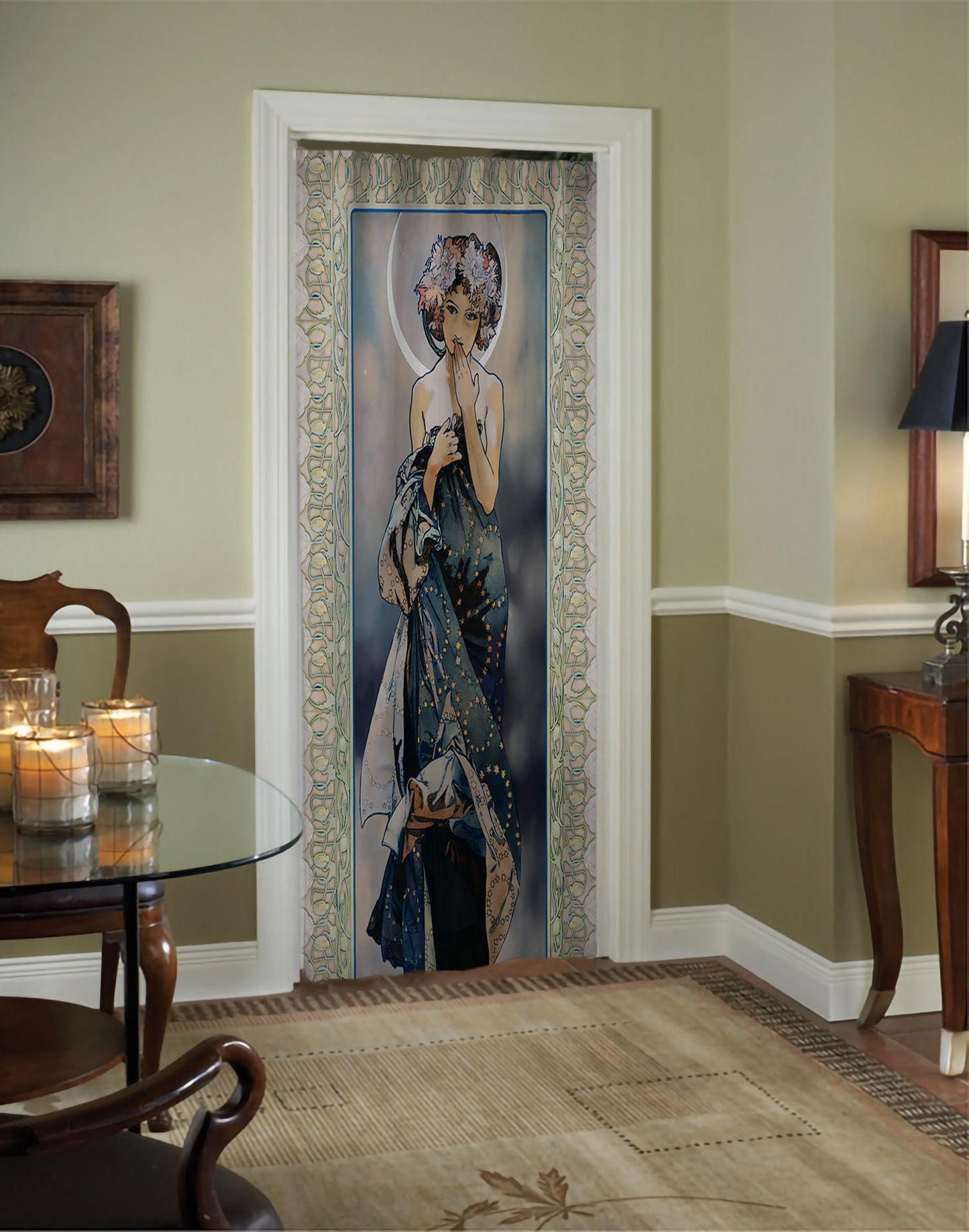 Mucha Curtain - Gypsy Curtain Door Panel Moon Goddess Curtains Nouveau Design Bohemian Art by DesignBohemian