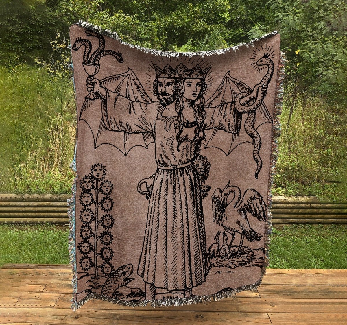 Alchemical Woven Throw Blanket - Rabis at the End