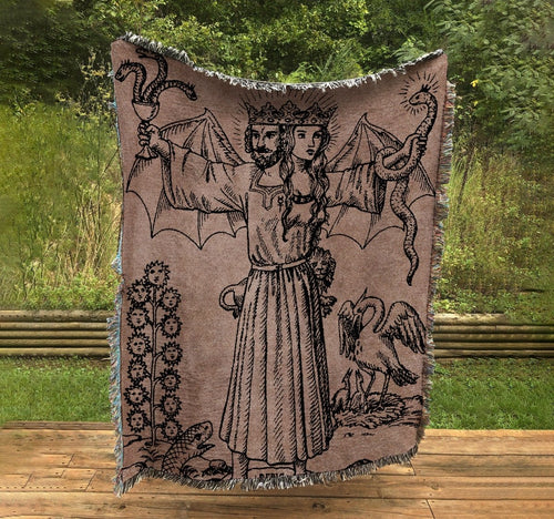Alchemical Woven Throw Blanket - Rabis at the End