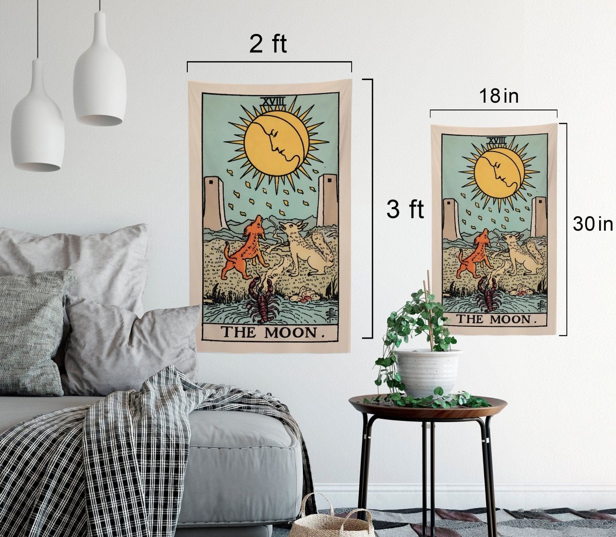 The Moon Tarot Card Tapestry - Rider Waite Deck Art