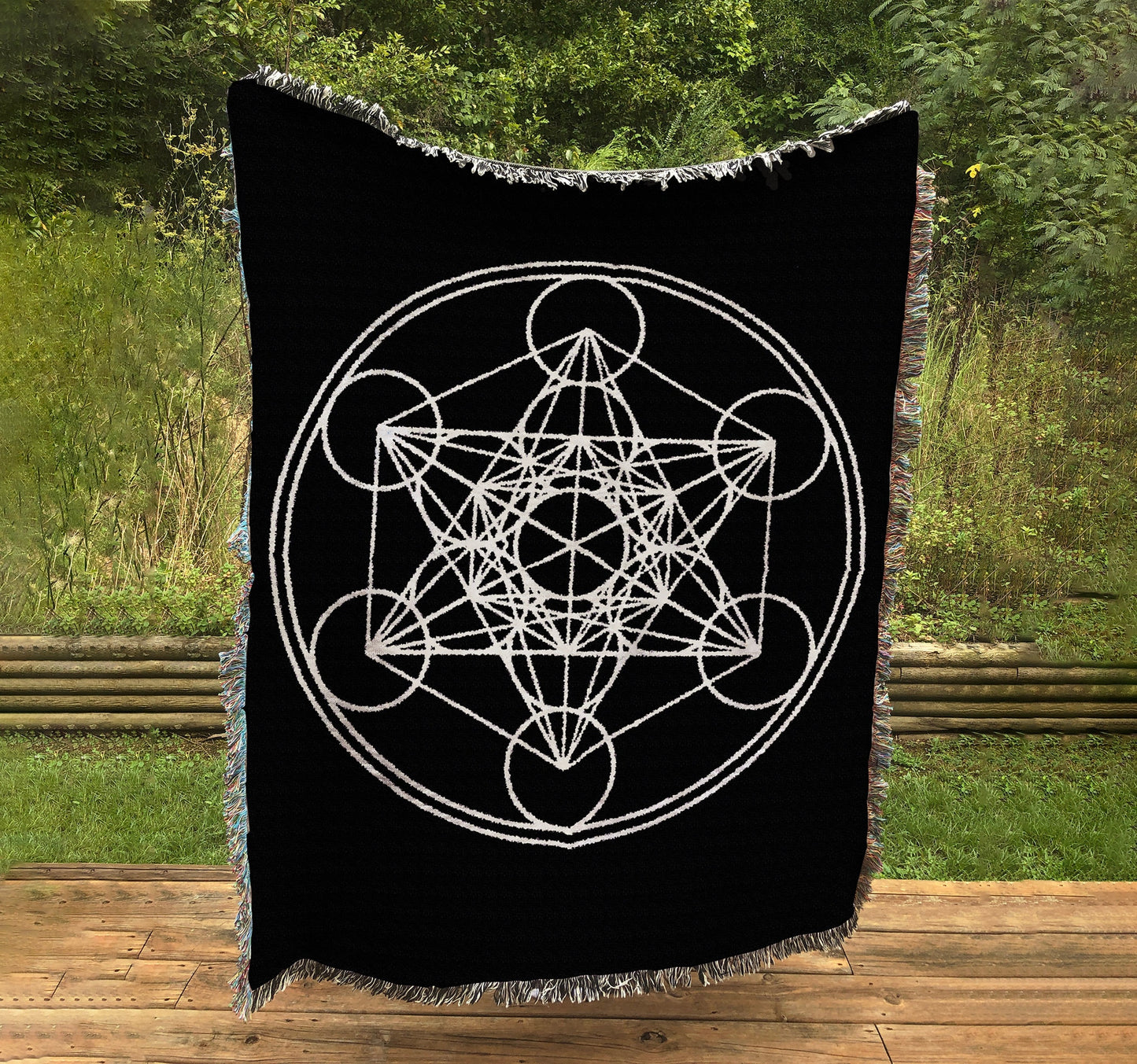 Metatron's Cube Woven Blanket, Sacred Geometry Tapestry