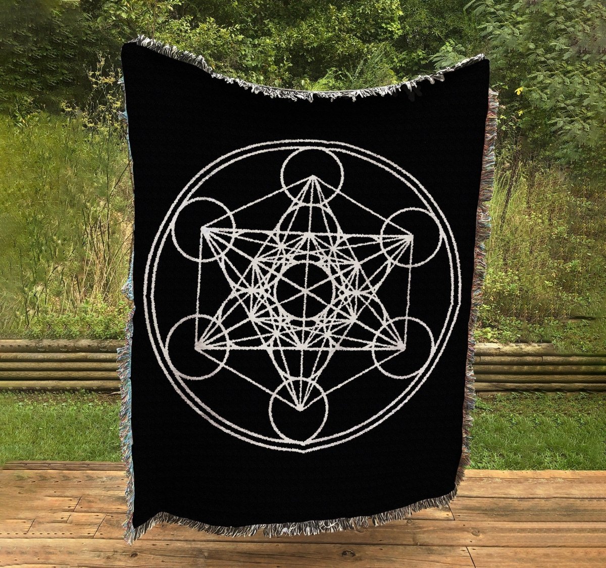 Metatron's Cube Woven Blanket, Sacred Geometry Tapestry