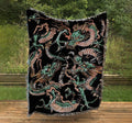 Woven Cotton Blanket - Japanese Dragons