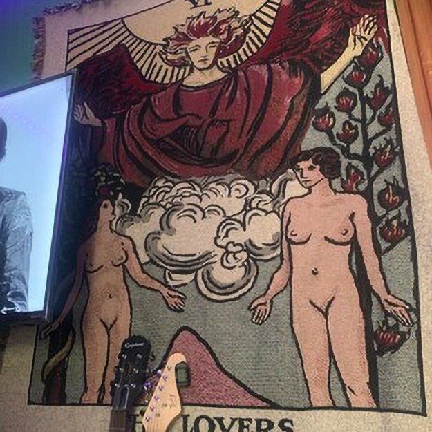 The Lovers Tarot Card Woven Blanket - Rider Waite Tapestry