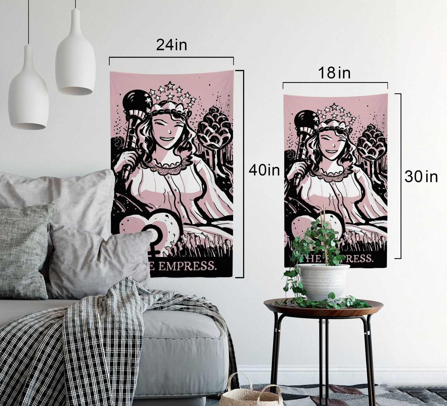The Empress Tarot Tapestry: Unique Pink Tarot Design by DesignBohemian