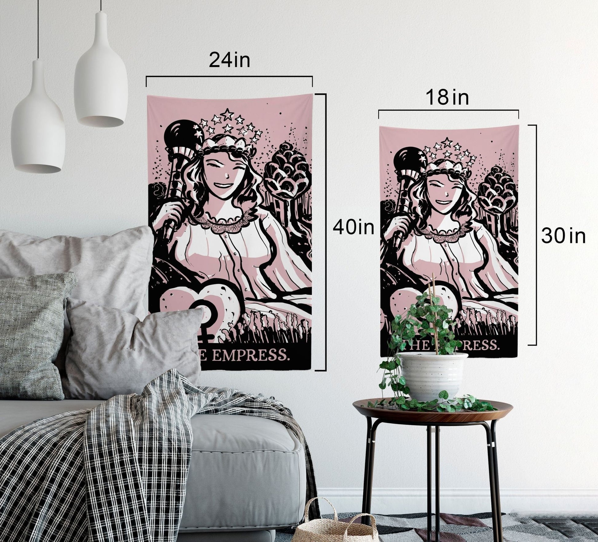 The Empress Tarot Tapestry: Unique Pink Tarot Design by DesignBohemian