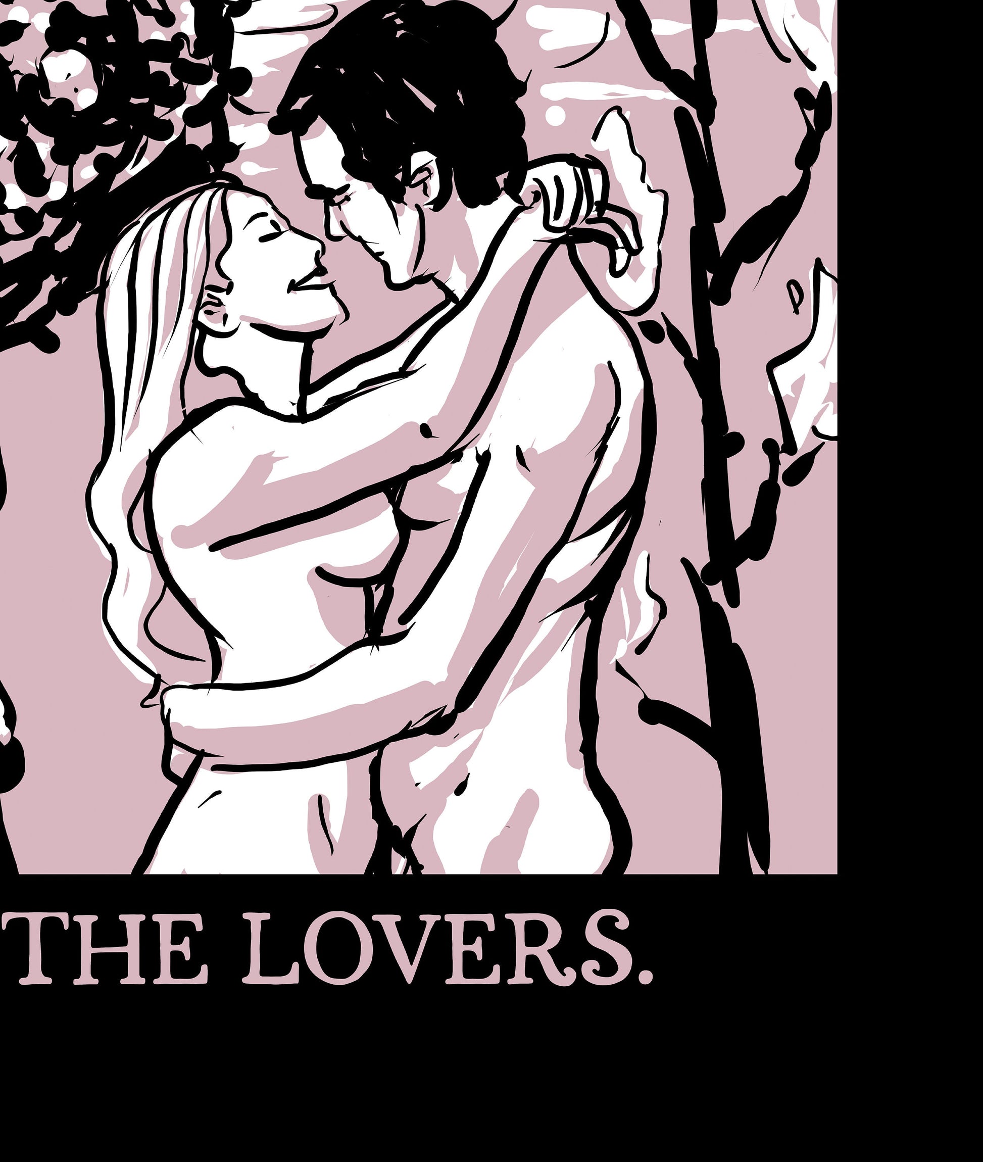 The Lovers Tarot Print: Goth Pastel Art Poster by DesignBohemian