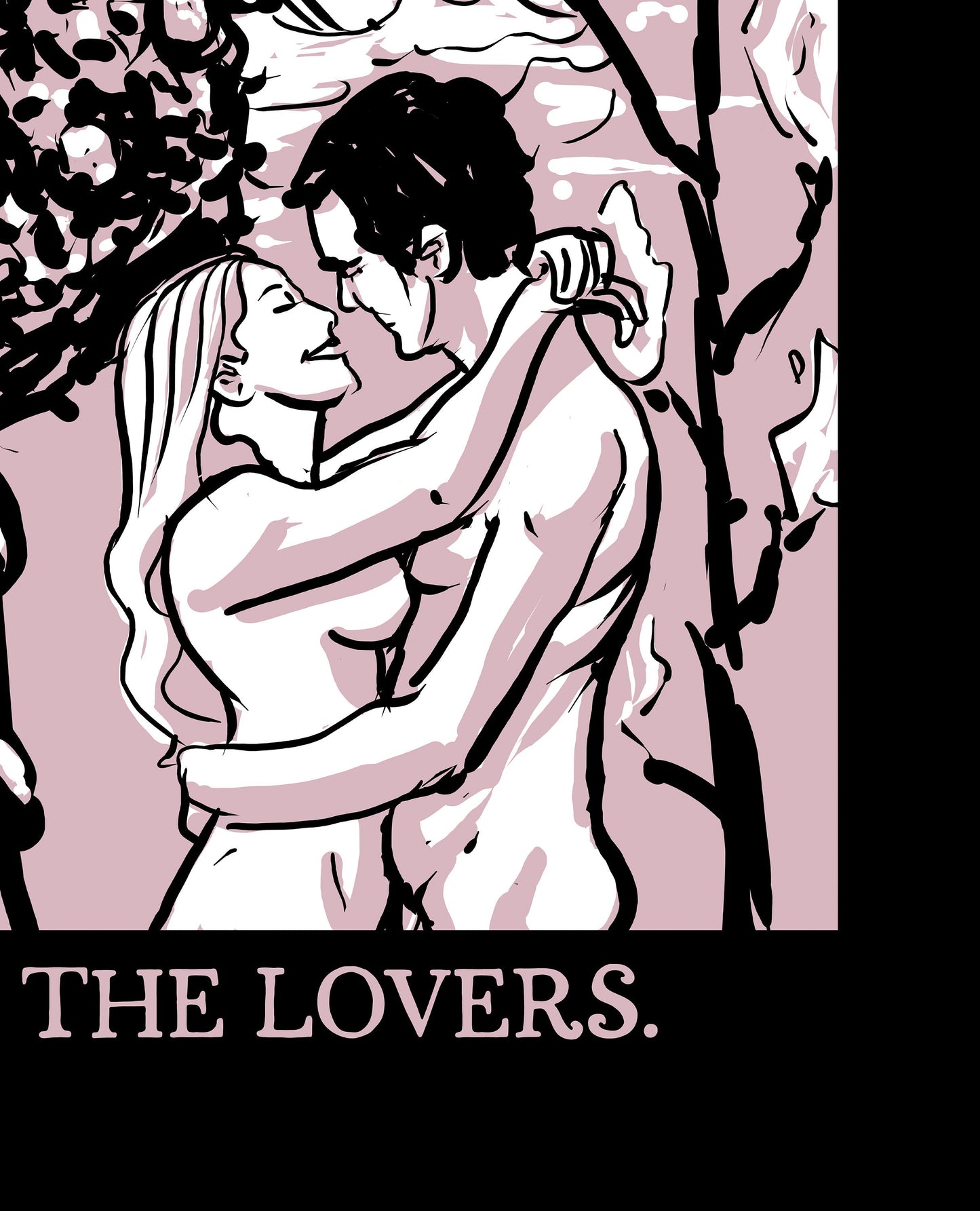 The Lovers Tarot Tapestry: Pink Pastel Grunge Art by DesignBohemian