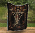 Jesus and the Trifacial Trinity Woven Throw Blanket Tapestry