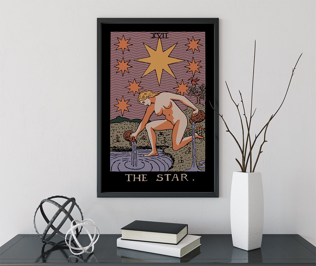 The Star - Tarot Card Print - The Star Darker Colorway Poster, No Frame