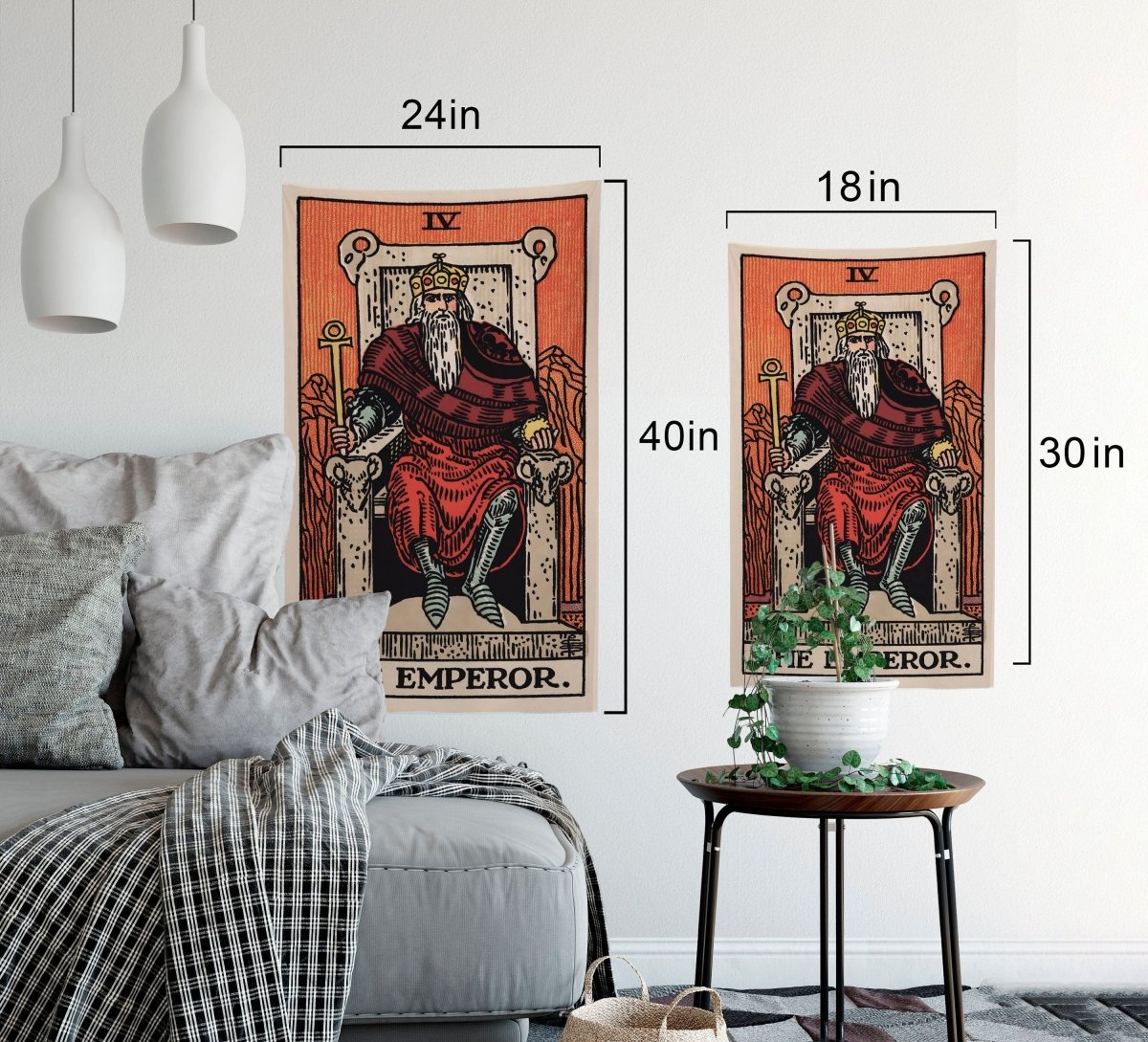 The Emperor Tarot Card Tapestry - Full Size Uncropped Tapestry